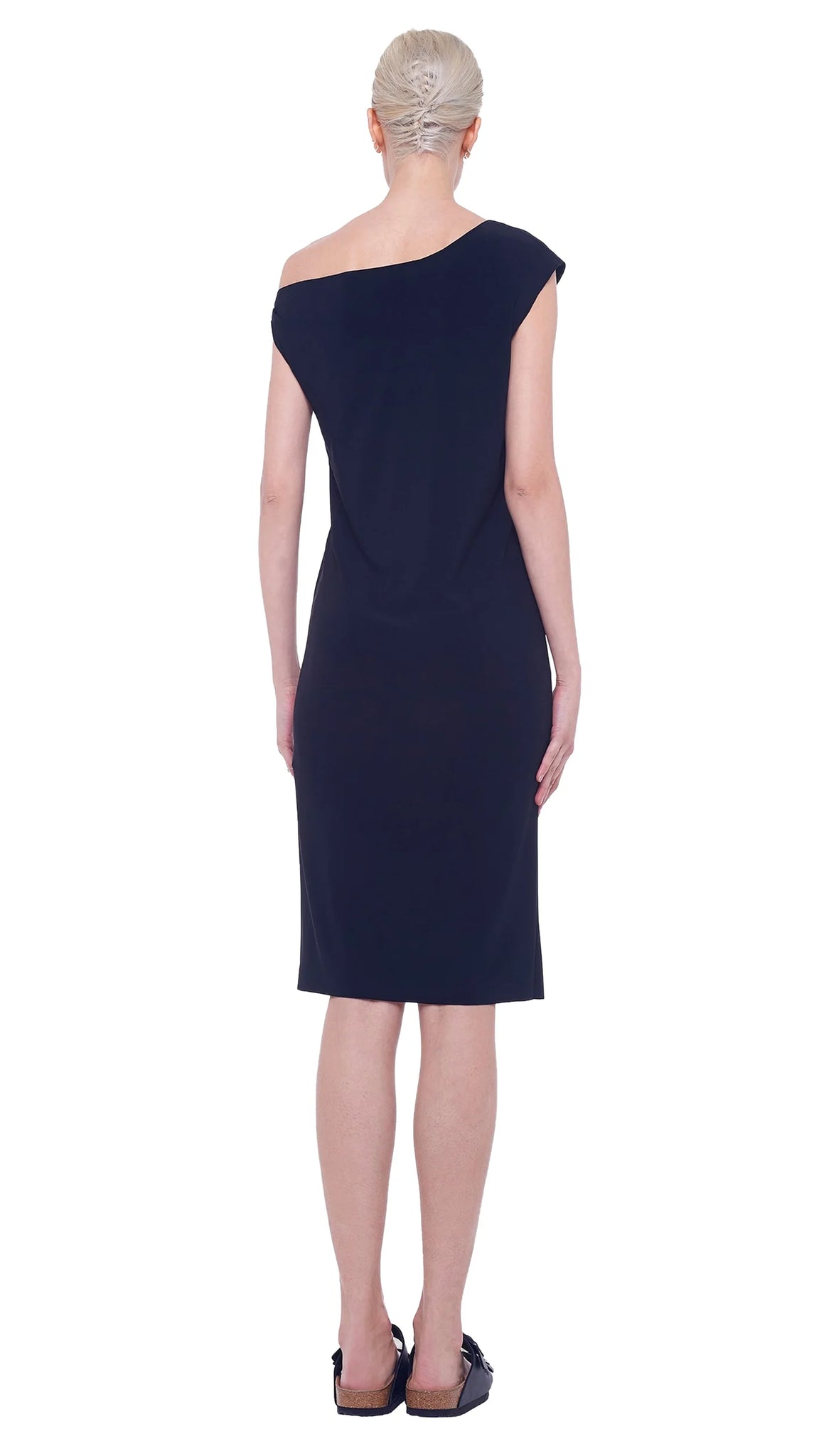 Drop Shoulder Dress in Black