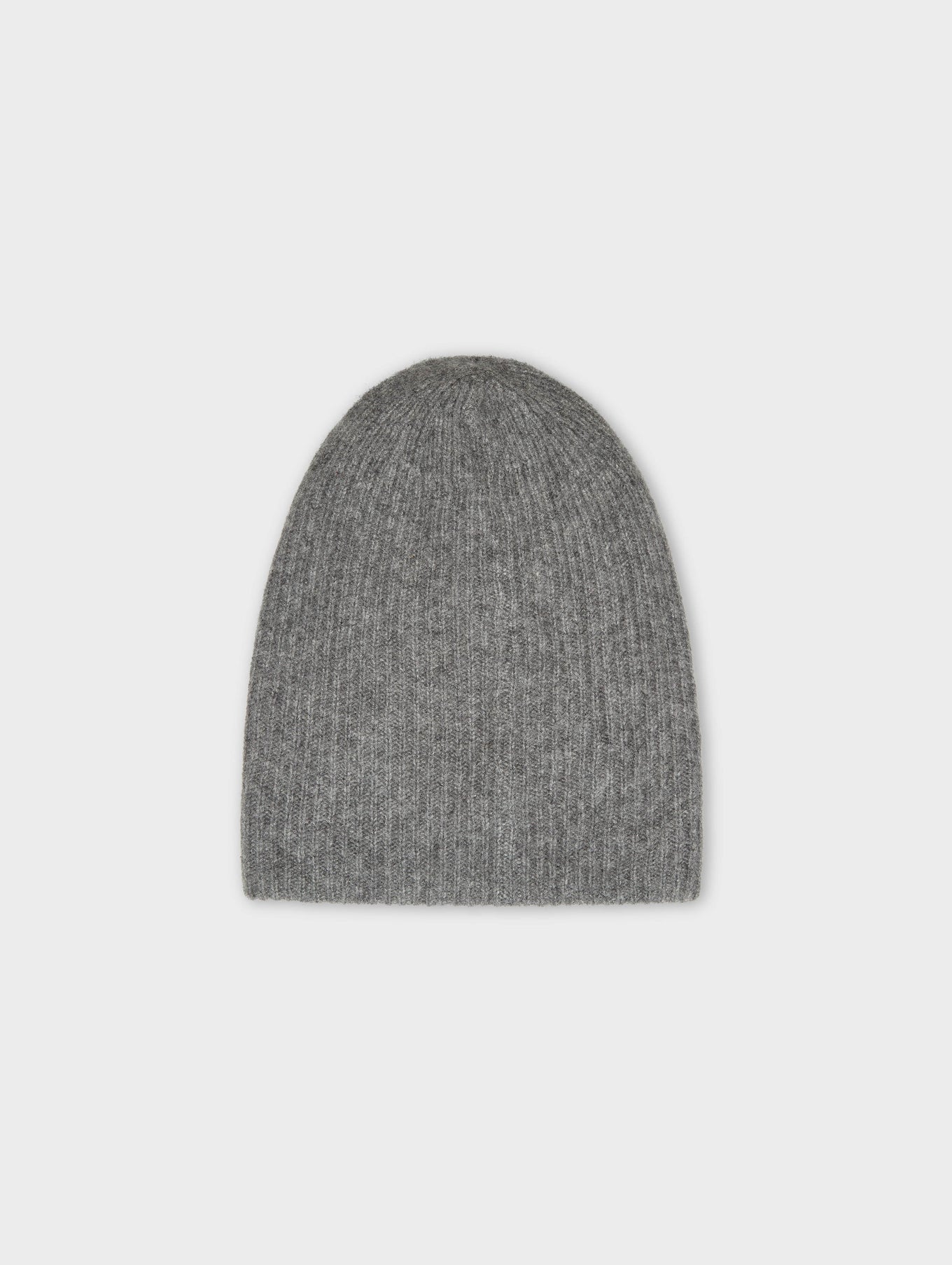 Cashmere Plush Rib Beanie in Graphite Heather