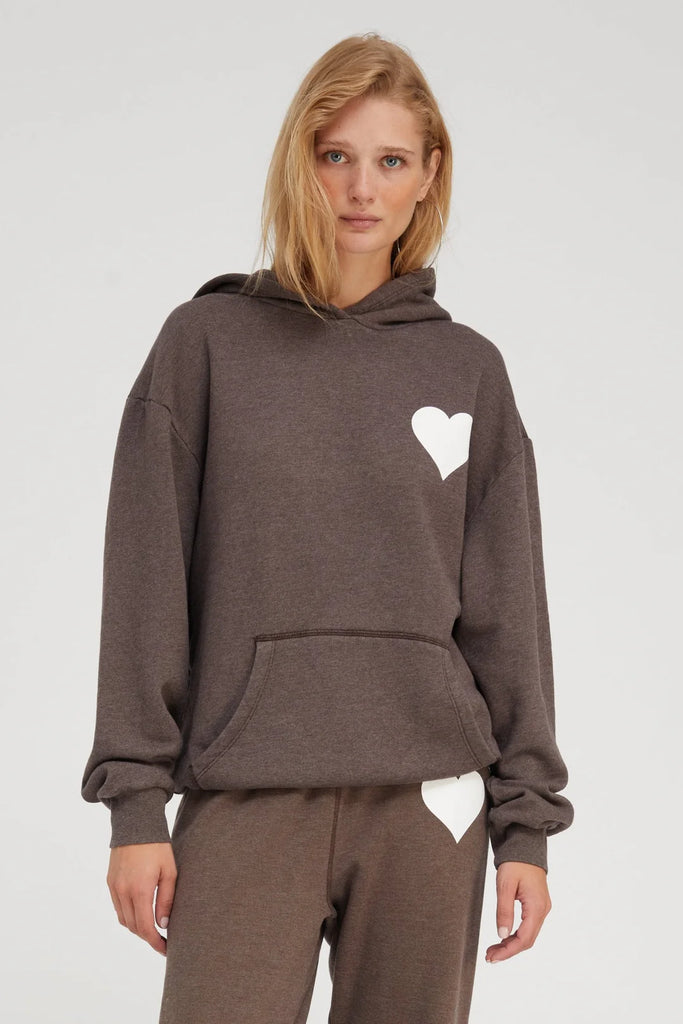 Heather Brown Heart Hoodie