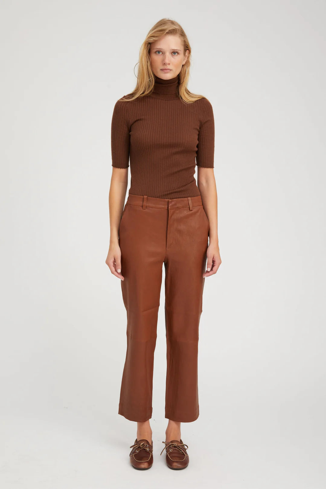 Acorn Leather Cropped Trousers