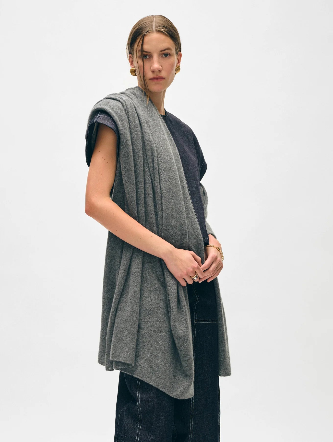 Cashmere Travel Wrap in Grey Heather