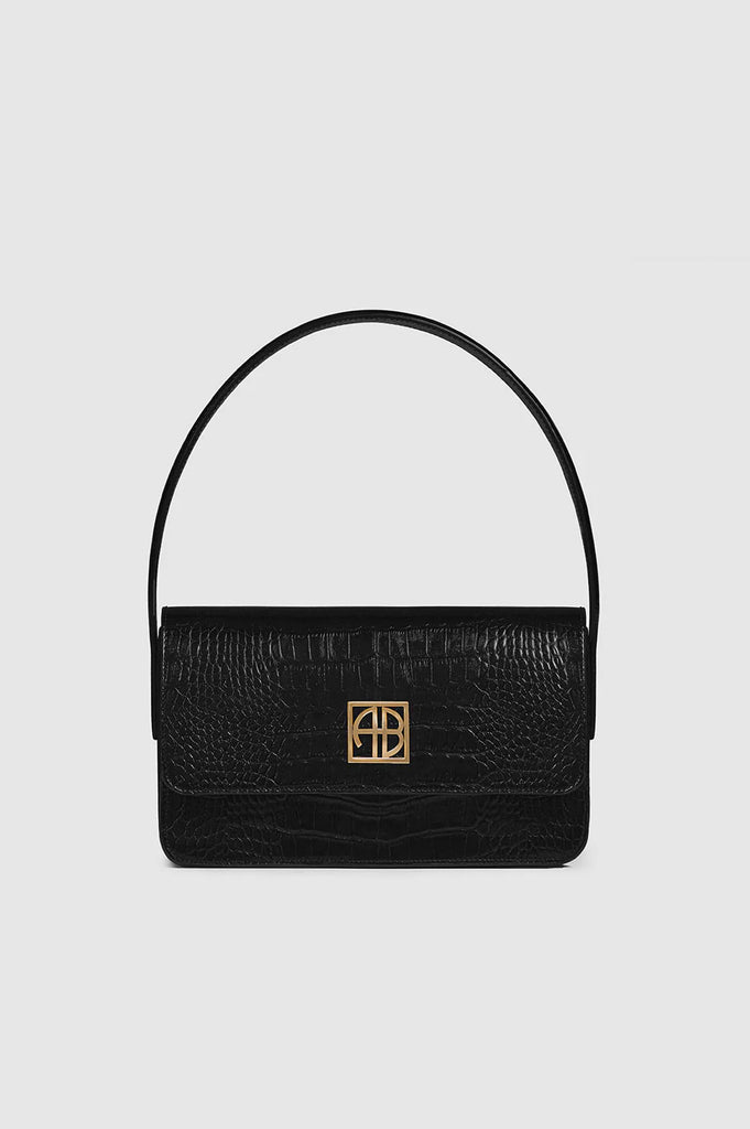 Elly Shoulder Bag in Black Embossed