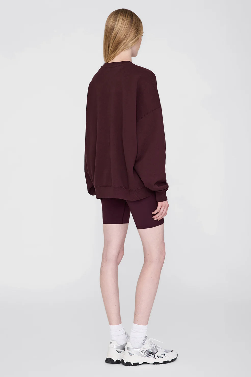 Miles Oversized Sweatshirt Letterman in Dark Burgundy