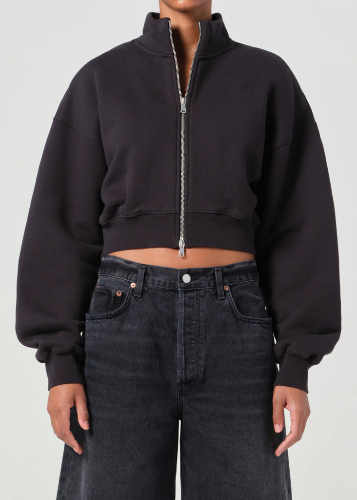 Asta Zip Sweatshirt in Washed Black