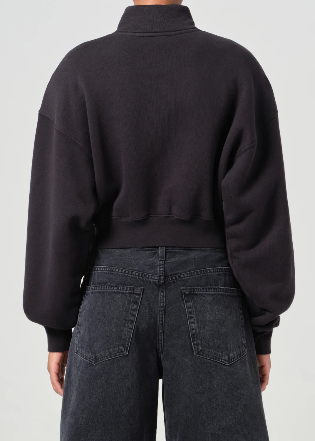 Asta Zip Sweatshirt in Washed Black