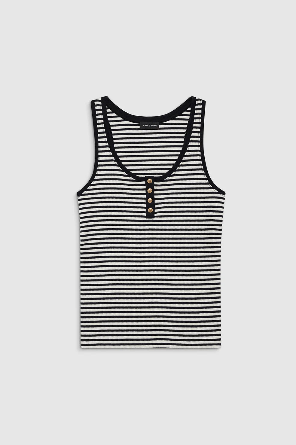 Alessia Tank in Cream and Black Stripe