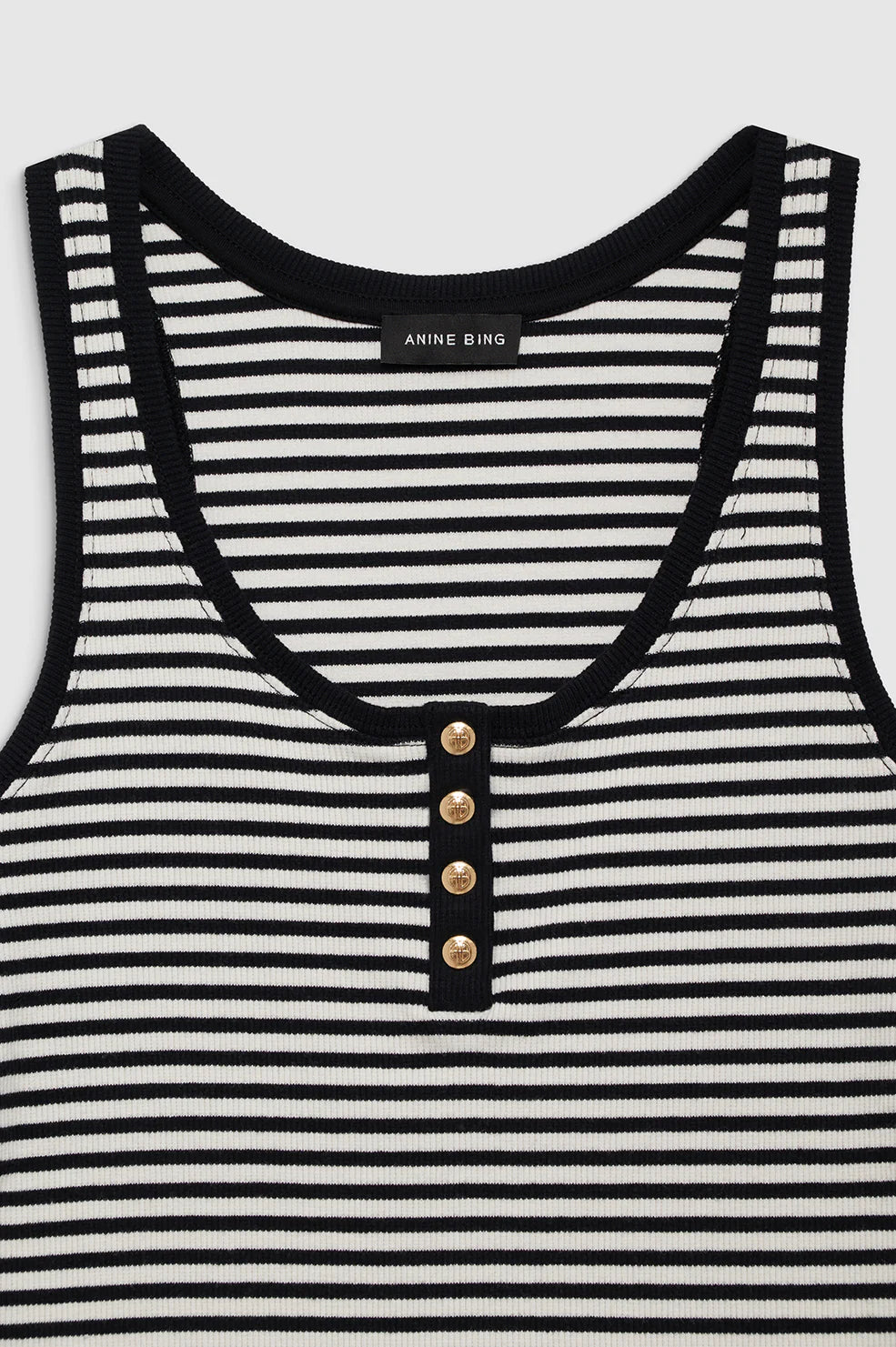 Alessia Tank in Cream and Black Stripe