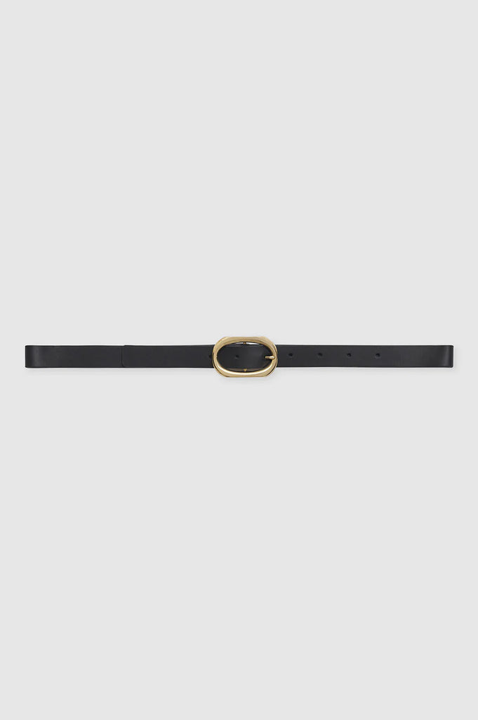 Small Signature Link Belt in Black with Gold