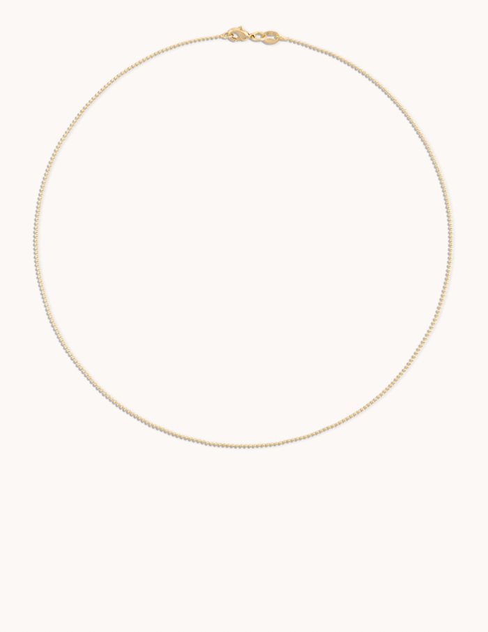 1MM Diamond Cut Gold Ball Chain Necklace - 16"