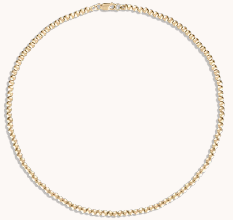 3MM Gold Ball Necklace - 15"