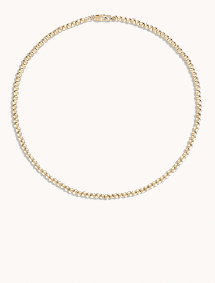 3MM Gold Ball Necklace - 15"