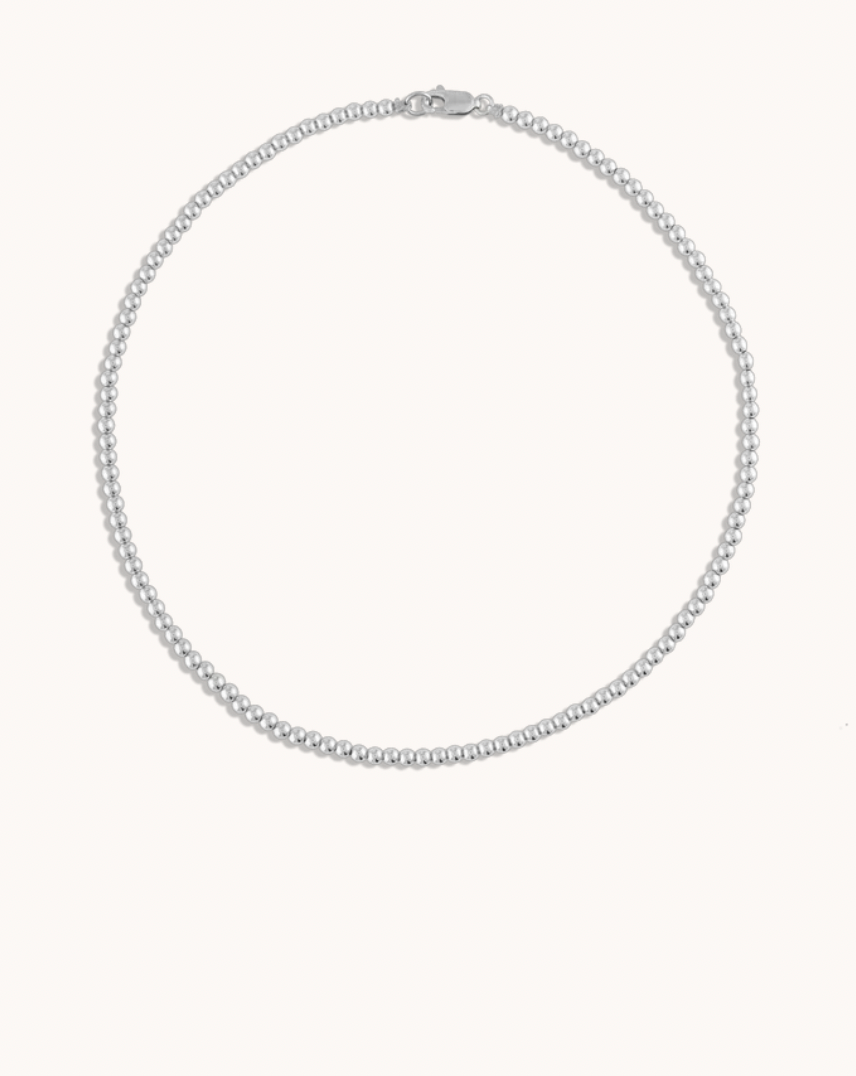 4MM Sterling Silver Ball Necklace - 15"