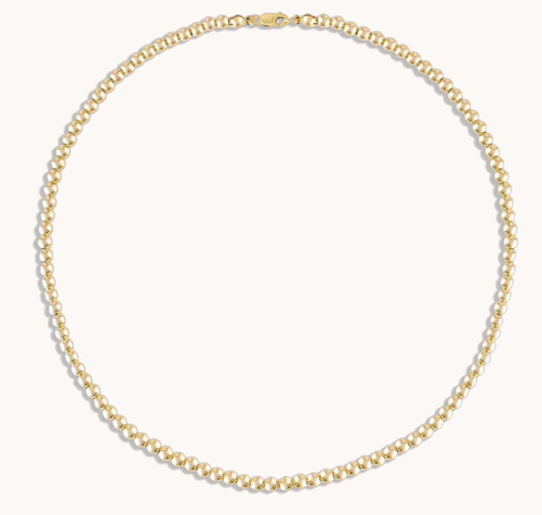 4MM Gold Ball Necklace - 15"