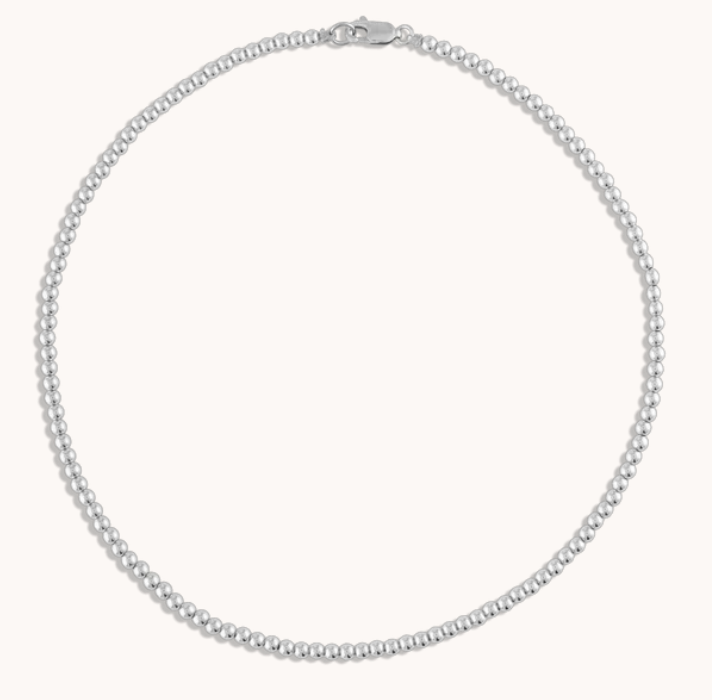 4MM Sterling Silver Ball Necklace - 15"