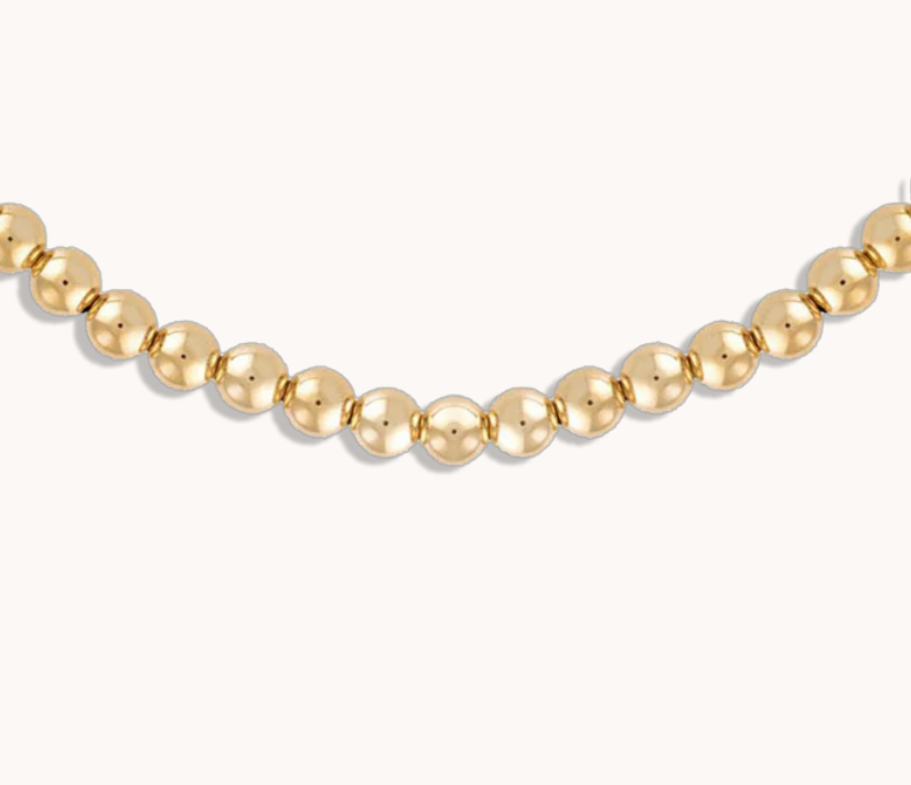 7MM Gold Ball Necklace - 16"