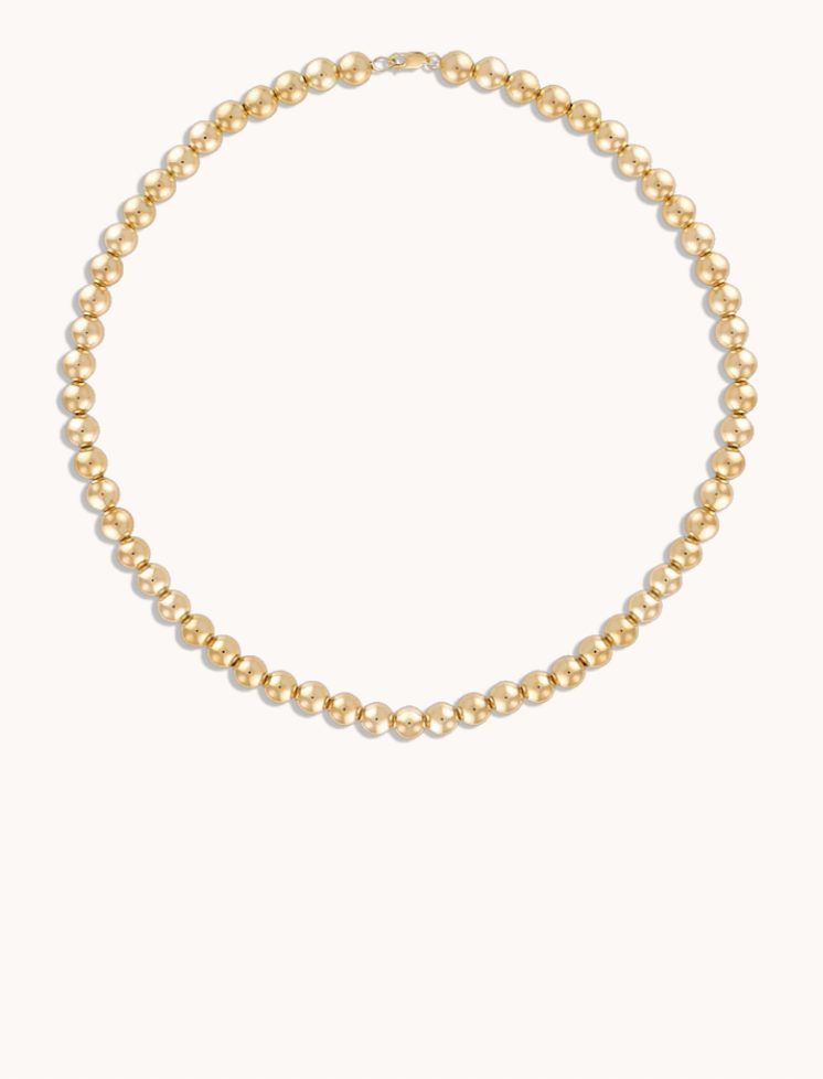 7MM Gold Ball Necklace - 16"