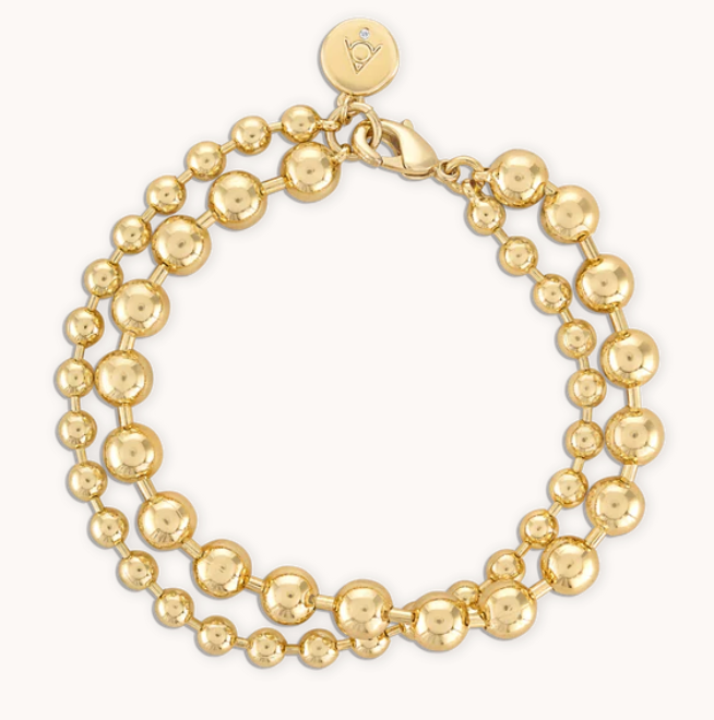 Layered Ball Chain Bracelet in Gold - 6.5"