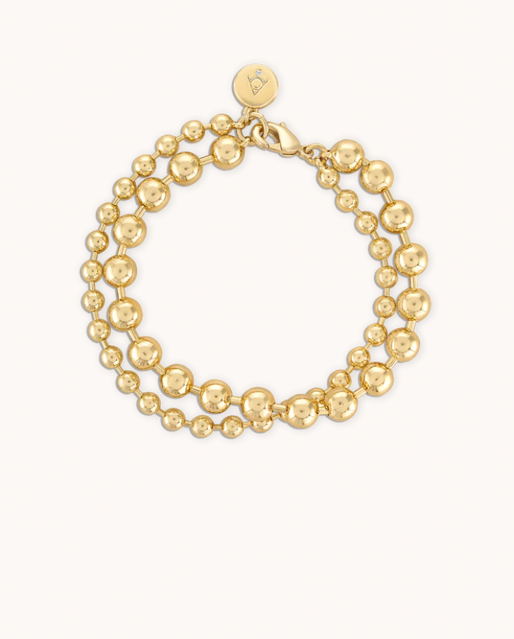 Layered Ball Chain Bracelet in Gold - 6.5"