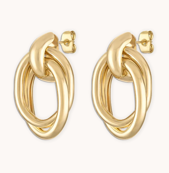 Oval Drop Earrings in Gold