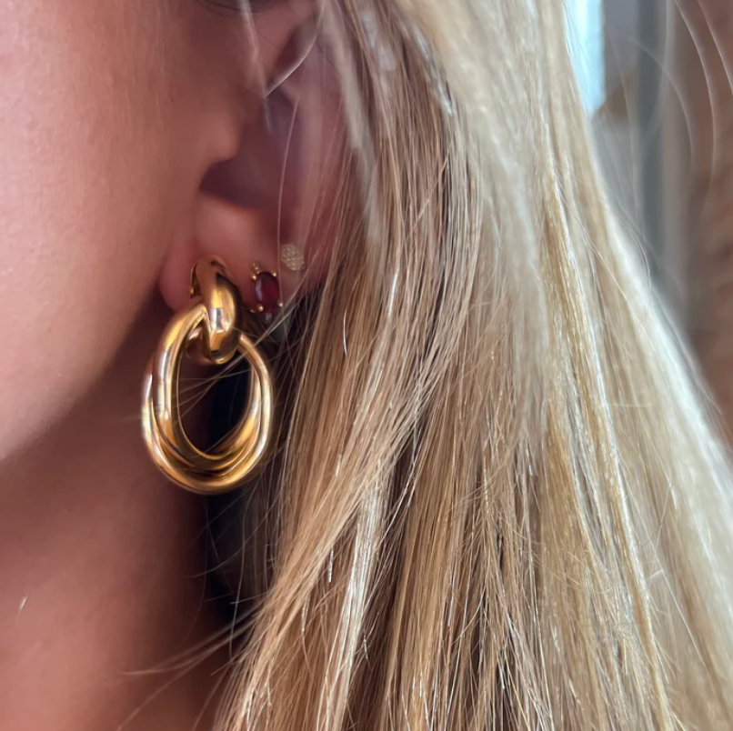 Oval Drop Earrings in Gold