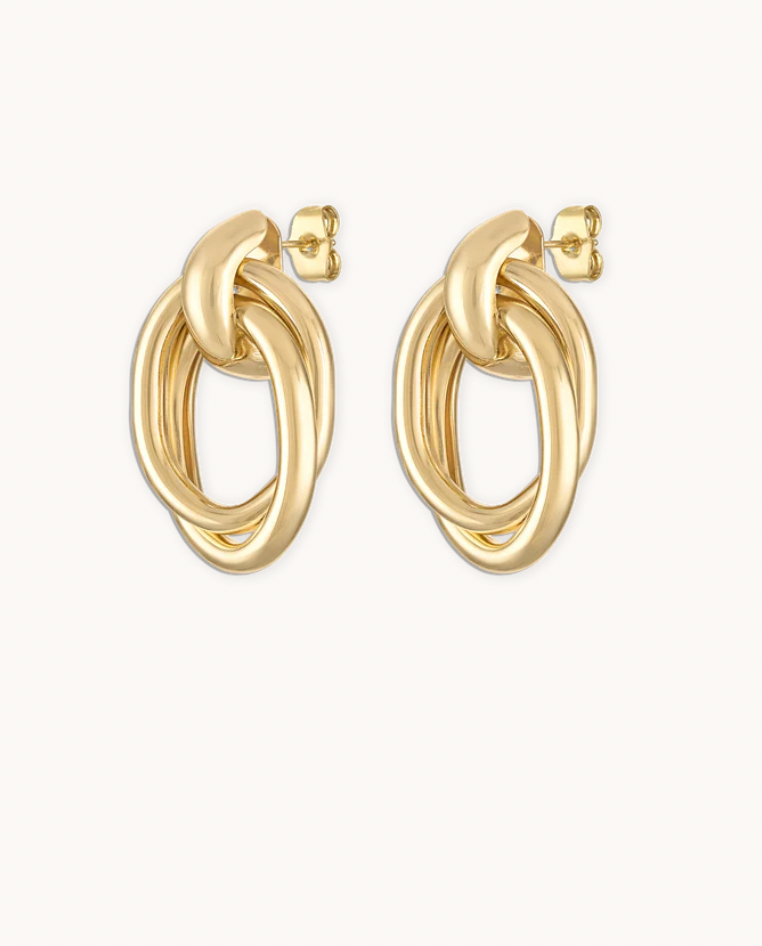 Oval Drop Earrings in Gold