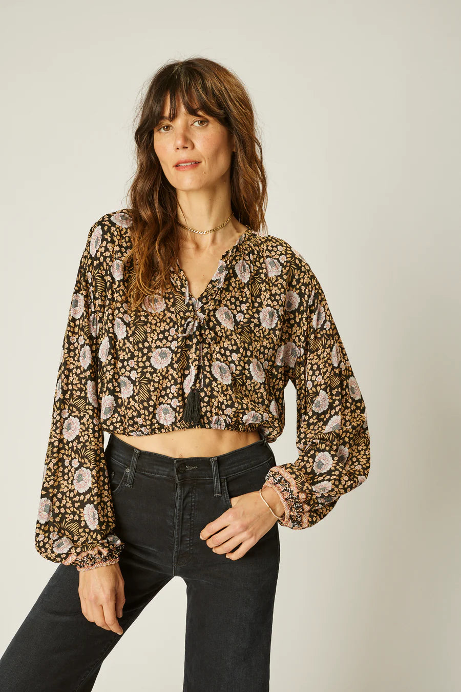 Amelia Top in Vintage Flowers Sepia