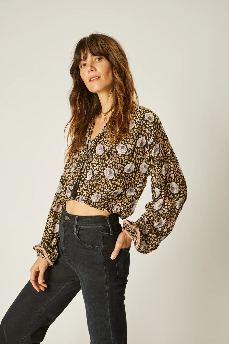 Amelia Top in Vintage Flowers Sepia