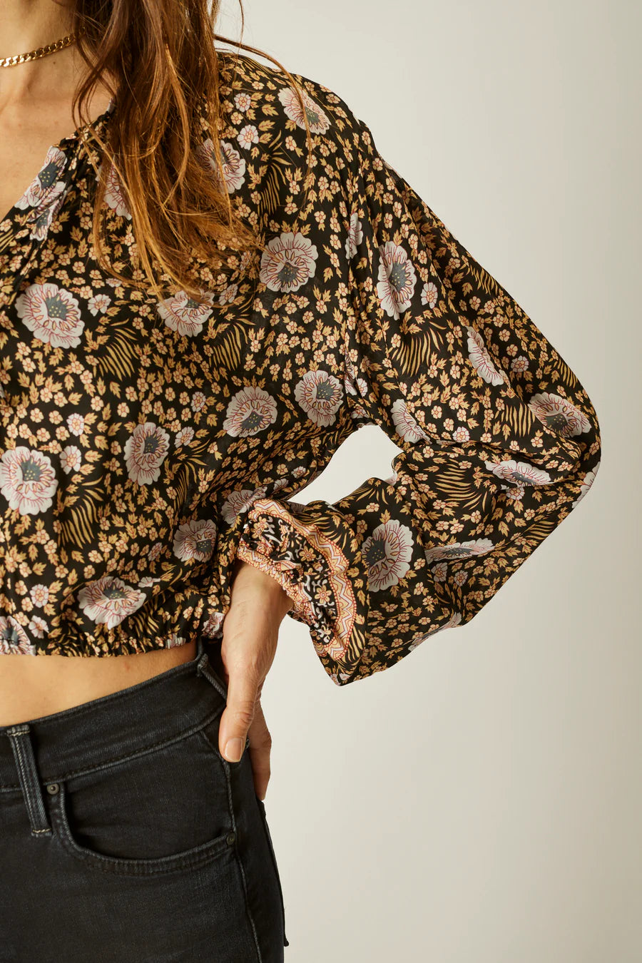 Amelia Top in Vintage Flowers Sepia