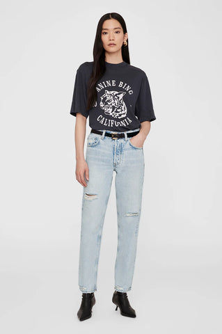 Avi Tee Collegiate Leopard in Washed Charcoal