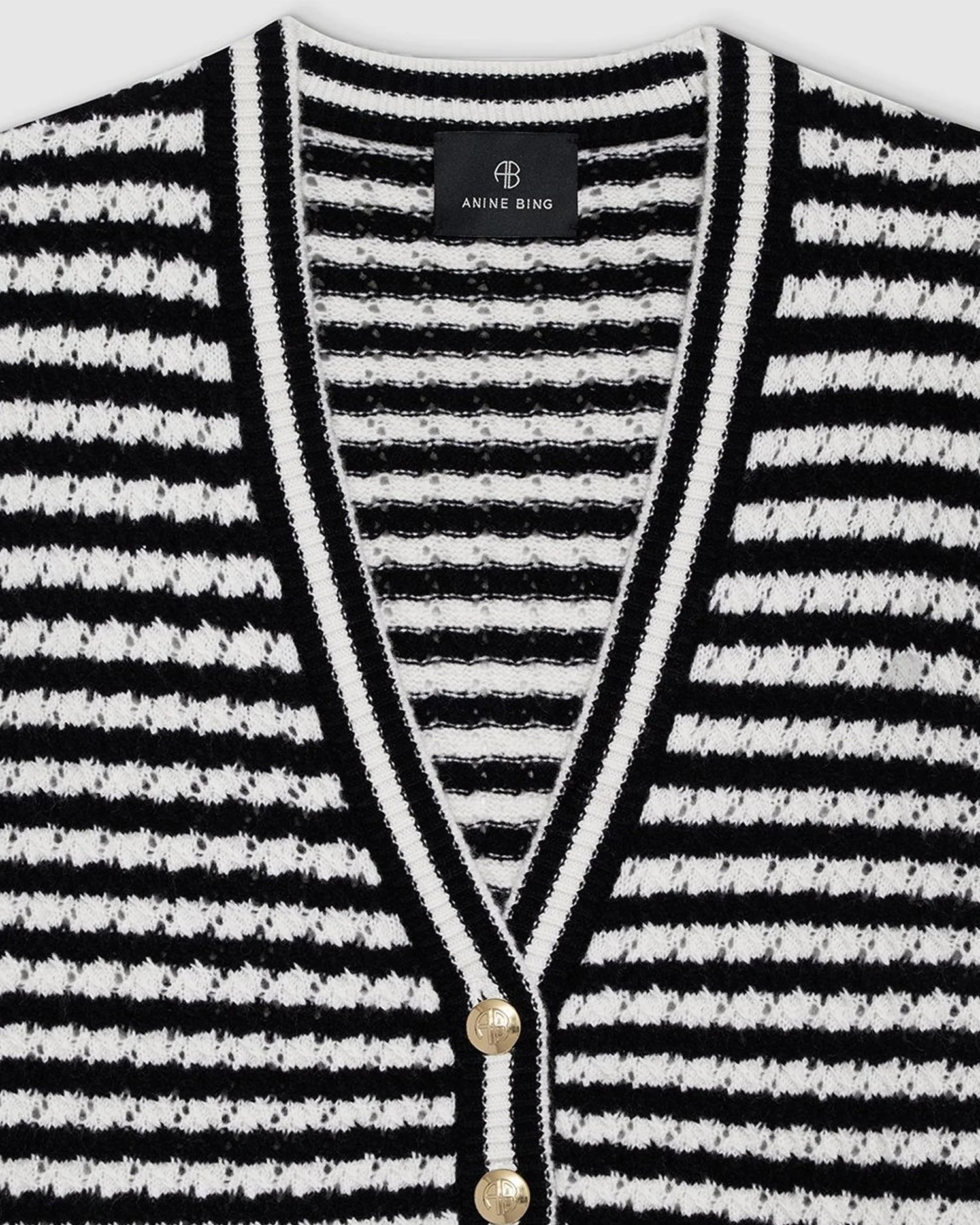 Gwen Cardigan in Black and Ivory Stripe