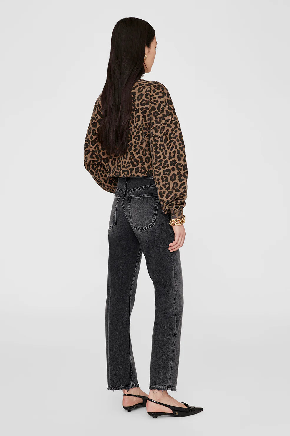 Miles Sweatshirt in Black and Brown Leopard