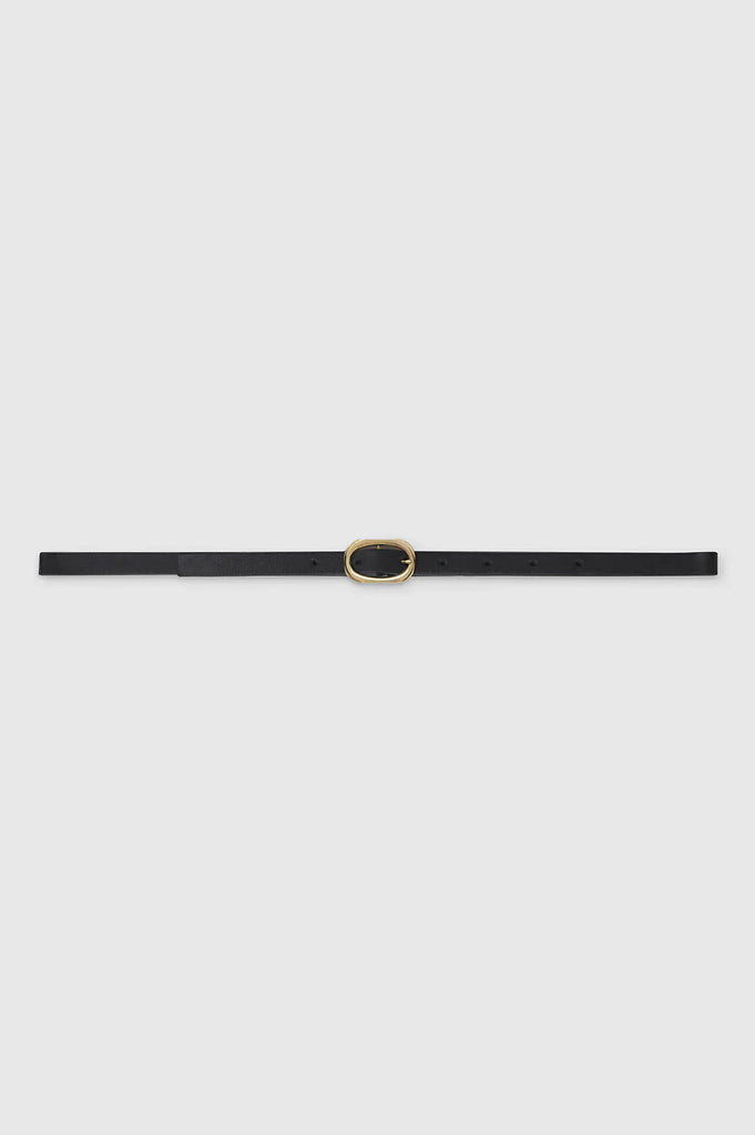 Mini Signature Link Belt in Black with Gold