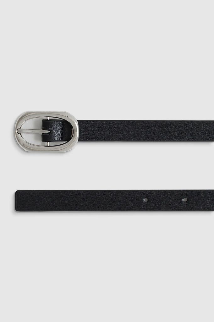 Mini Signature Link Belt in Black with Silver