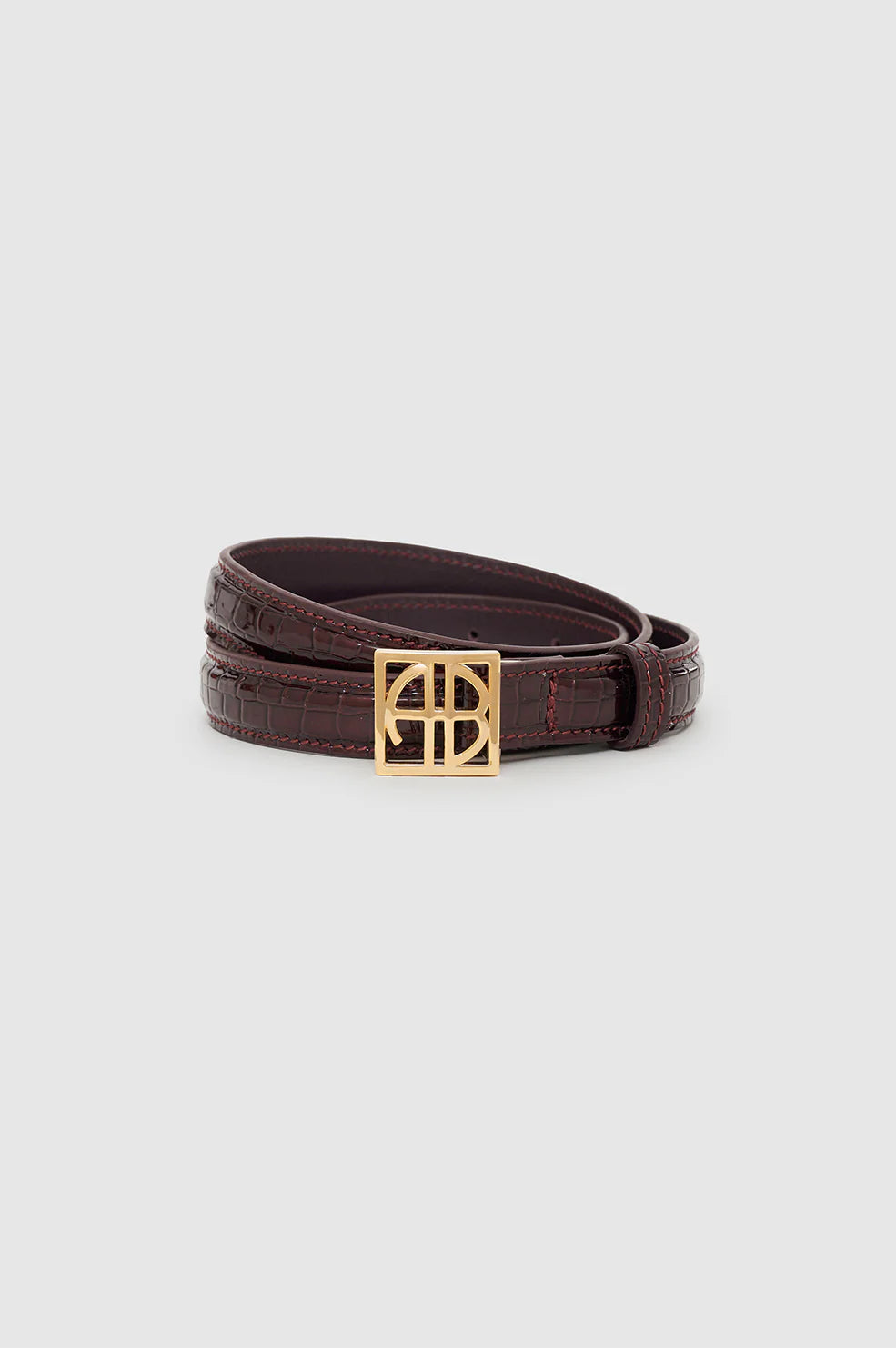 Monogram Belt in Burgundy Small Embossed