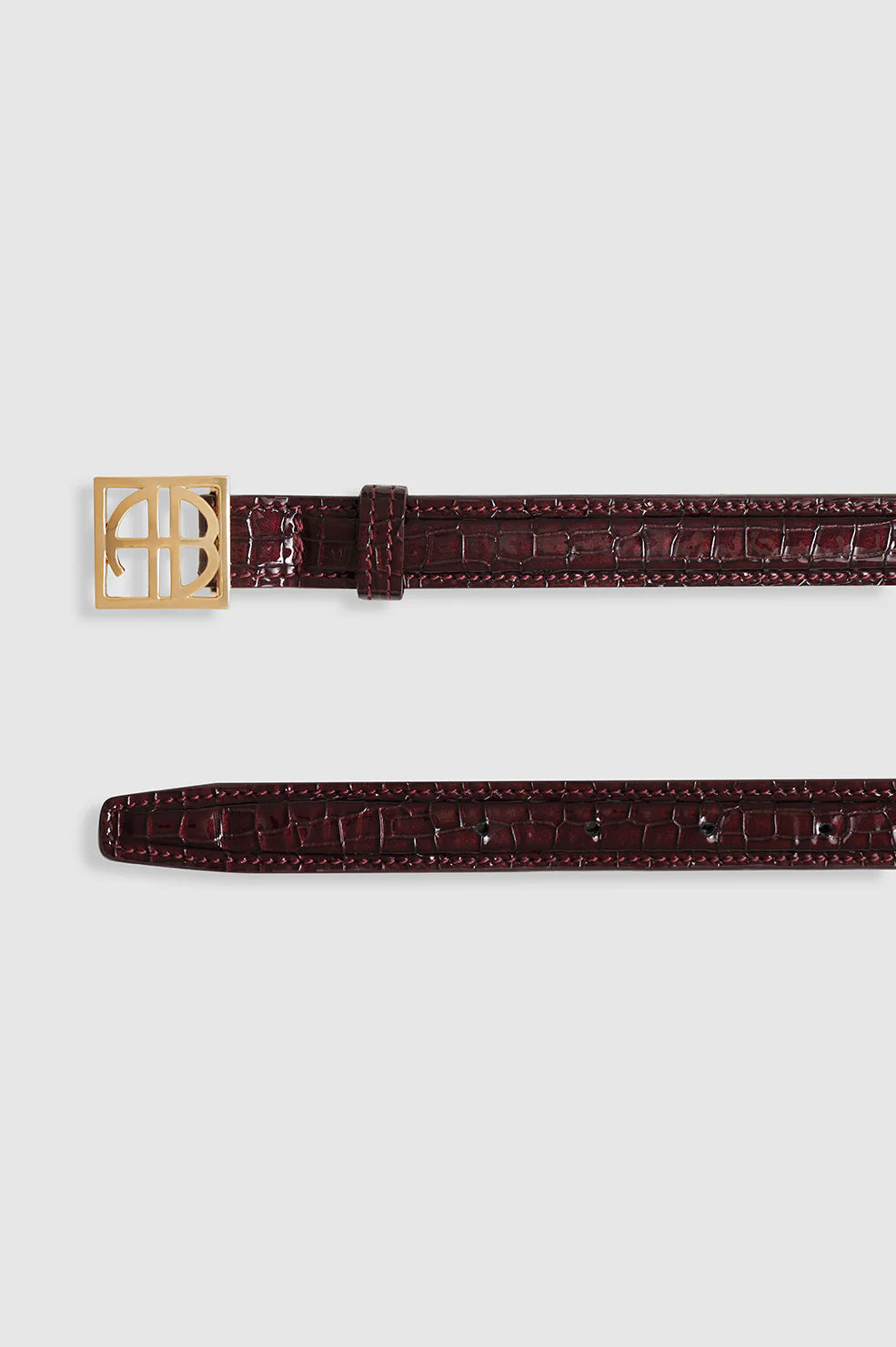 Monogram Belt in Burgundy Small Embossed