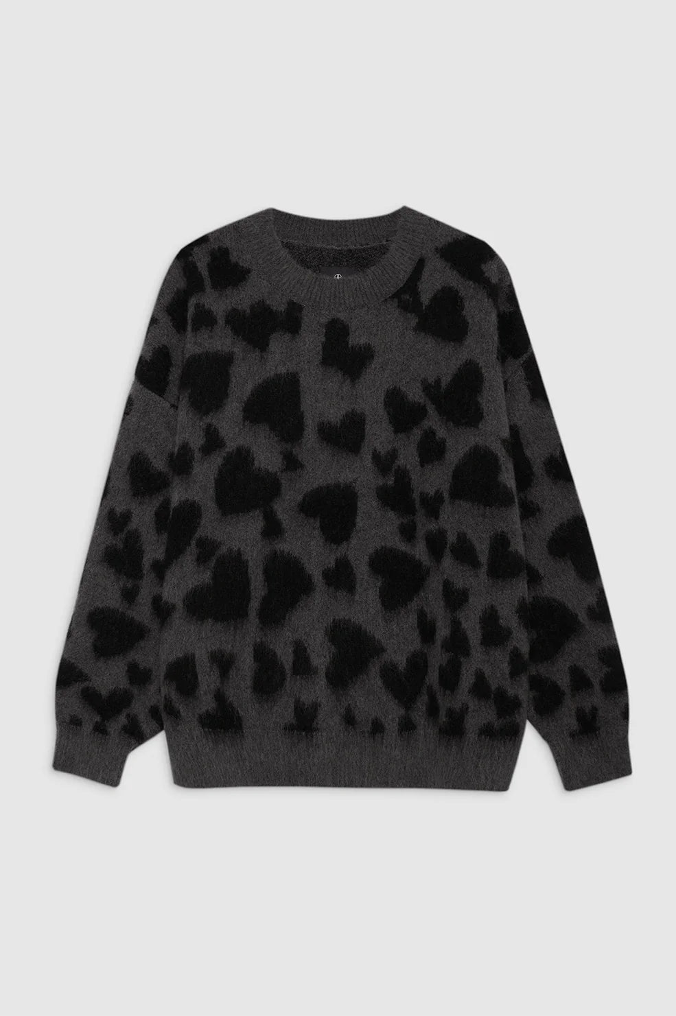 Sydney Crew Sweater in Black and Grey Heart