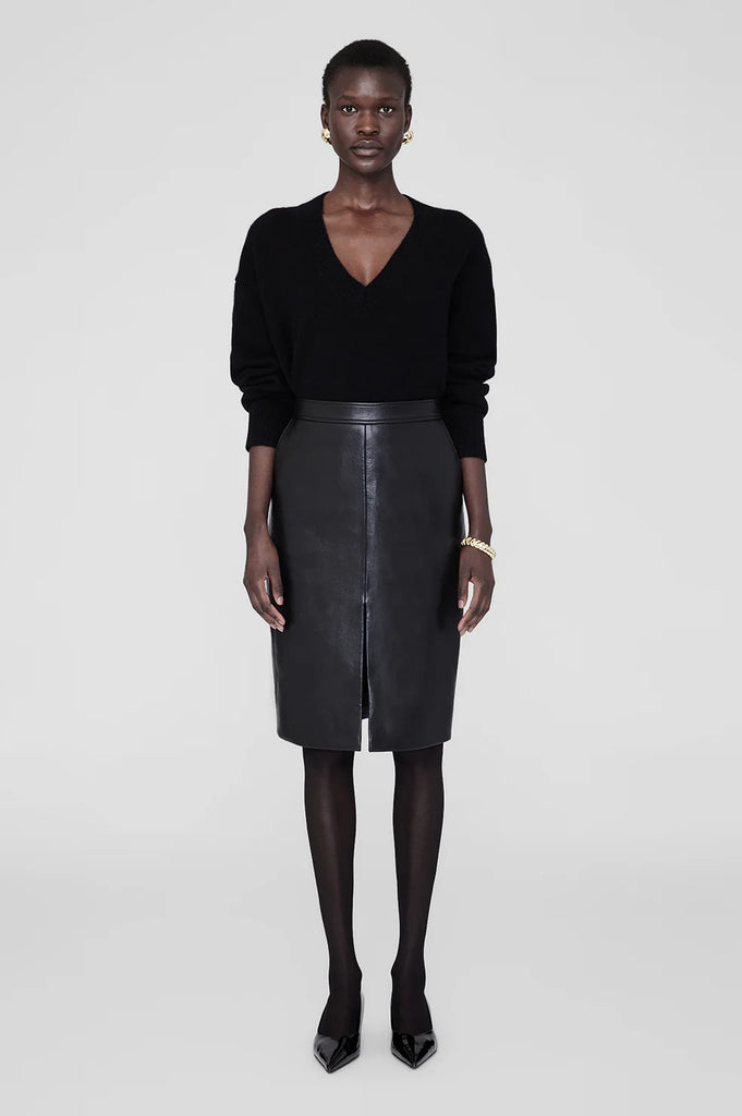 Tyra Skirt in Black Recycled Leather