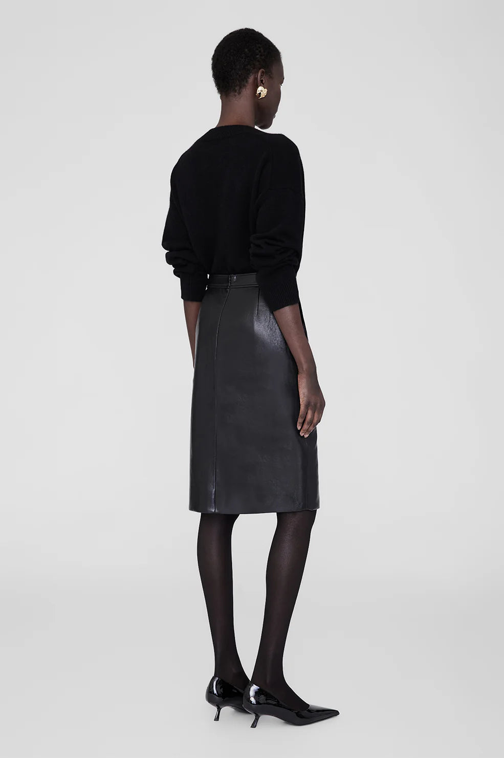 Tyra Skirt in Black Recycled Leather