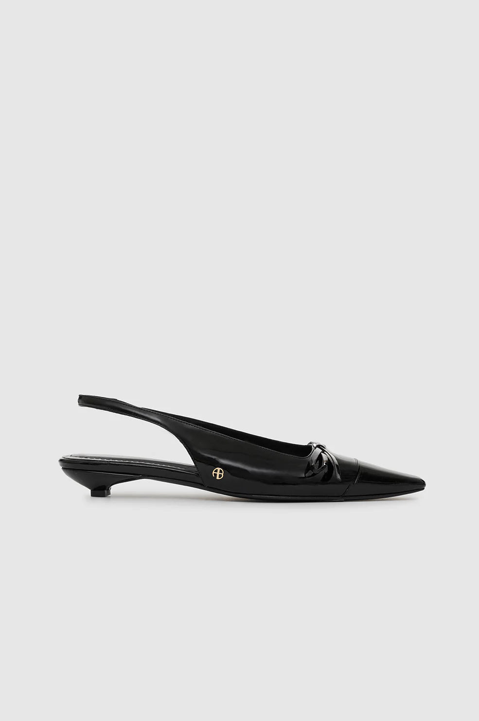 Zoey Slingback Heels in Black Patent