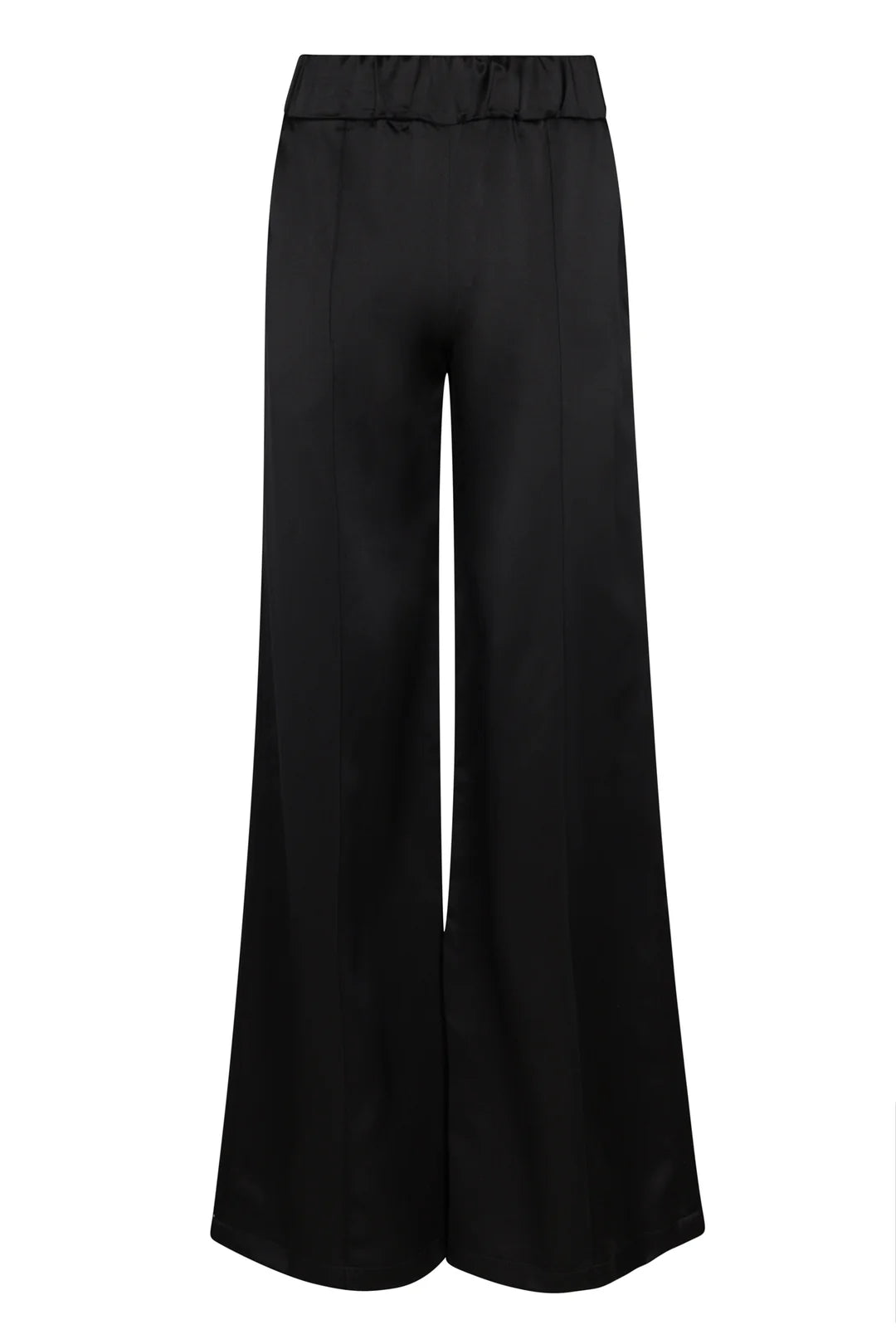 Black Silk Wide Leg Pintuk Pants