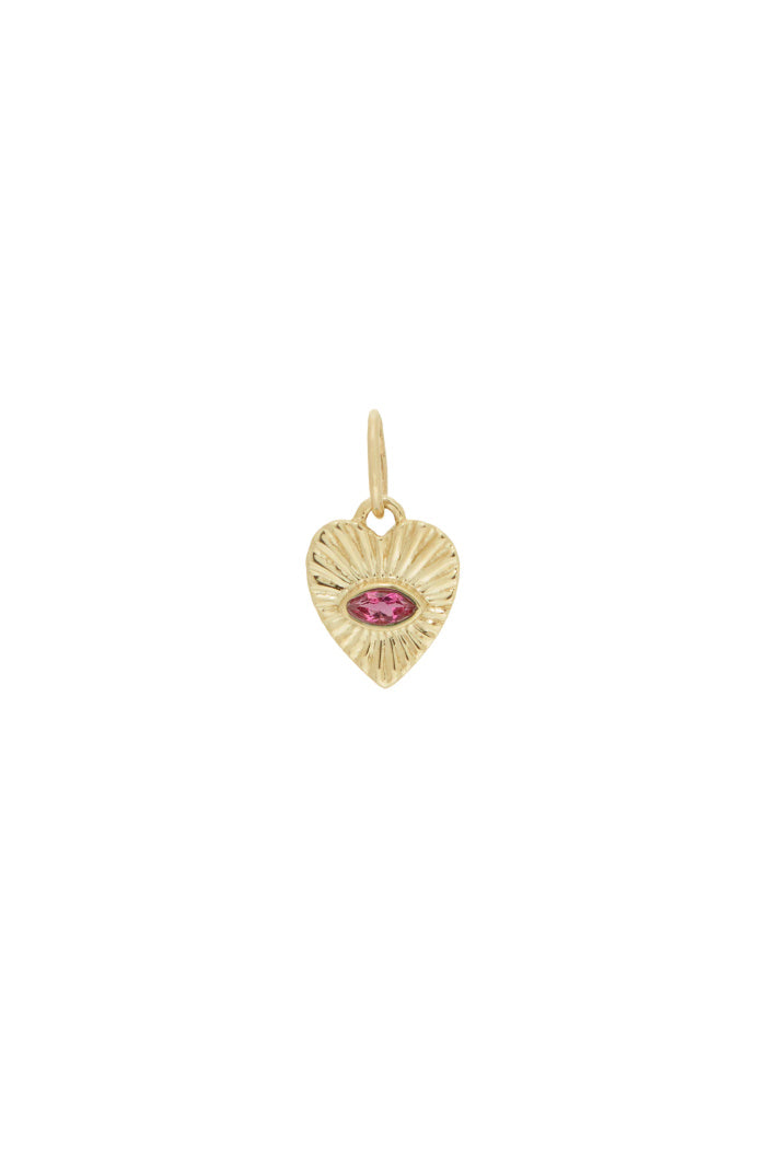 Mini Pink Tourmaline Sunbeam Heart Charm