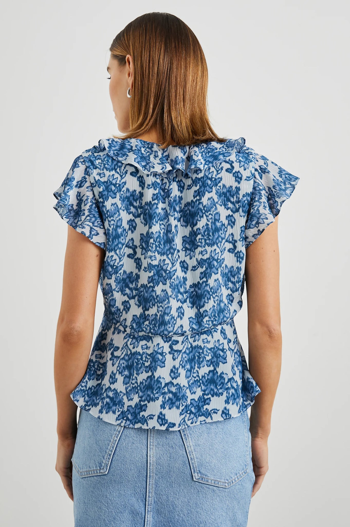 Carmine Top in Chambray Floral