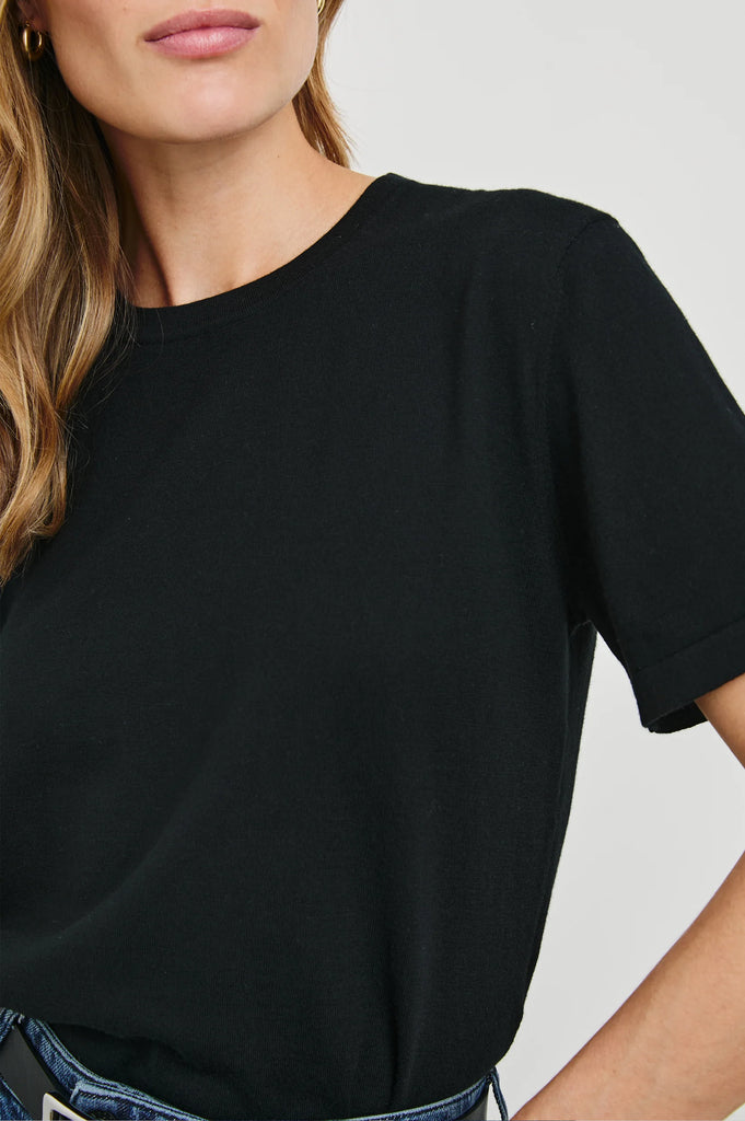 Cotton Cashmere T-Shirt in Black