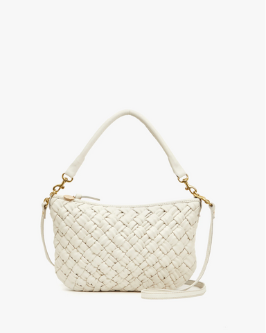 Clare V Petit Moyen Messenger in Cream Puffy Woven