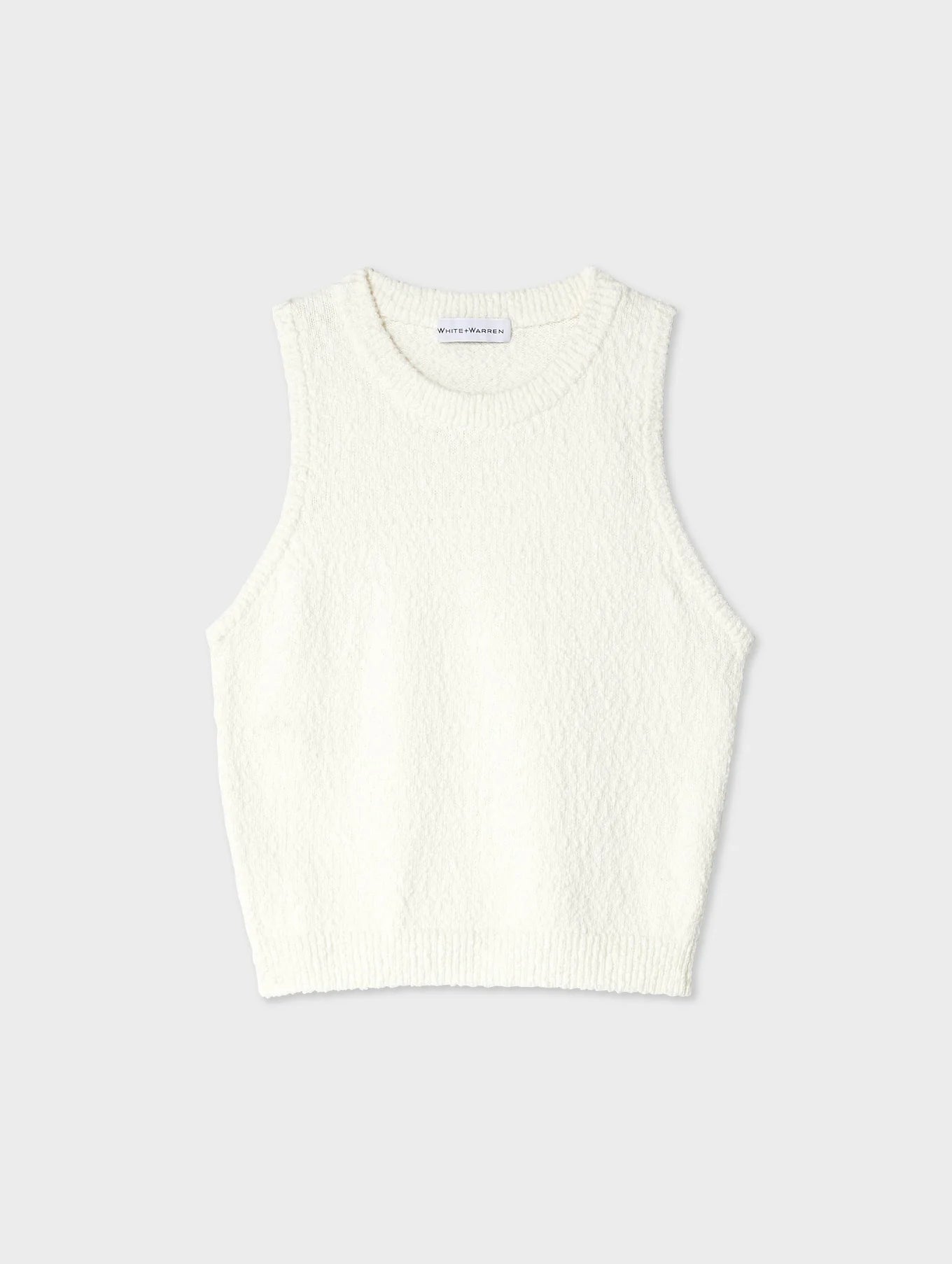 Cotton Slub Rib Trim Tank Top in White