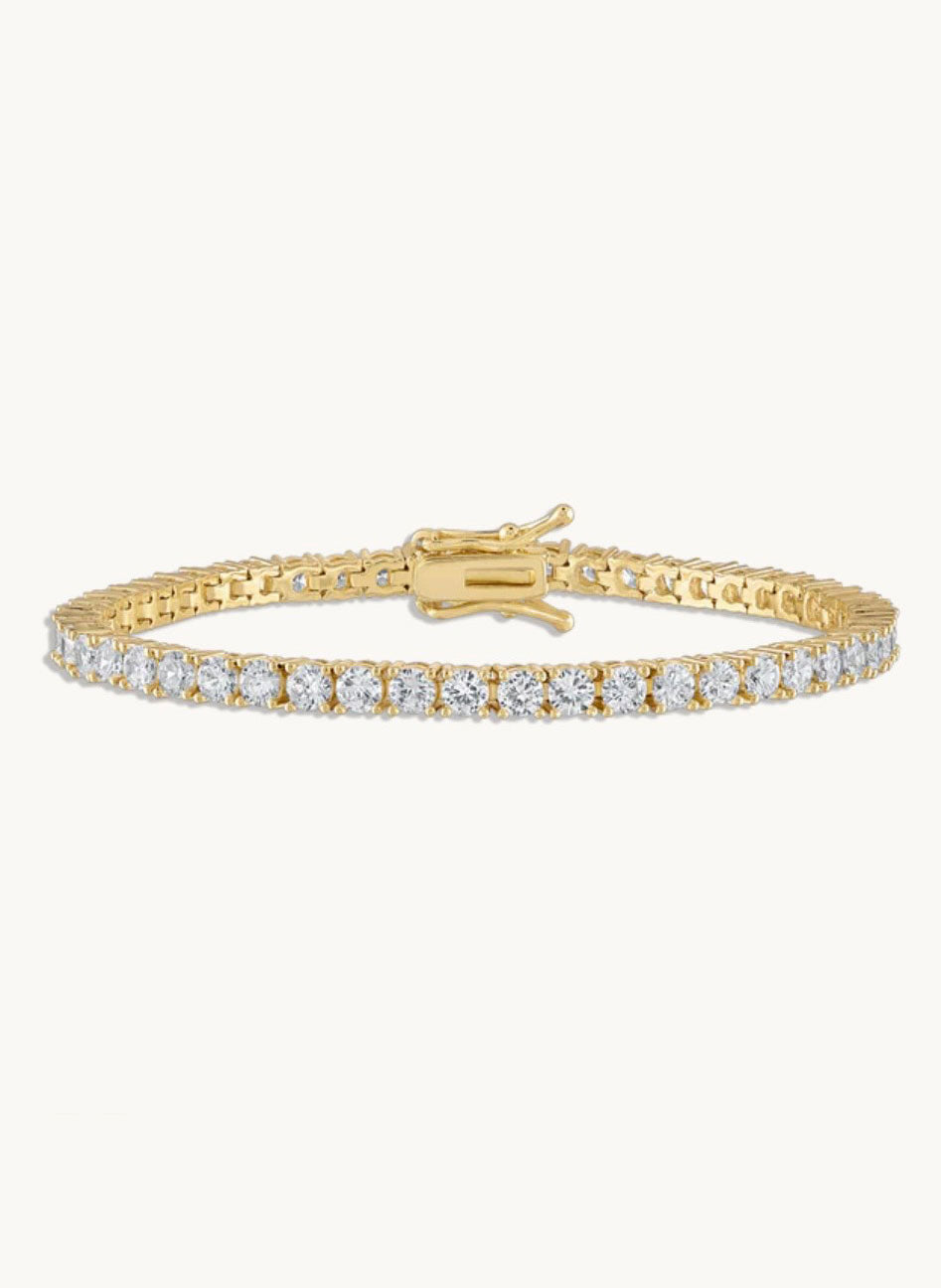 Crystal Tennis Bracelet in Gold 7.5"