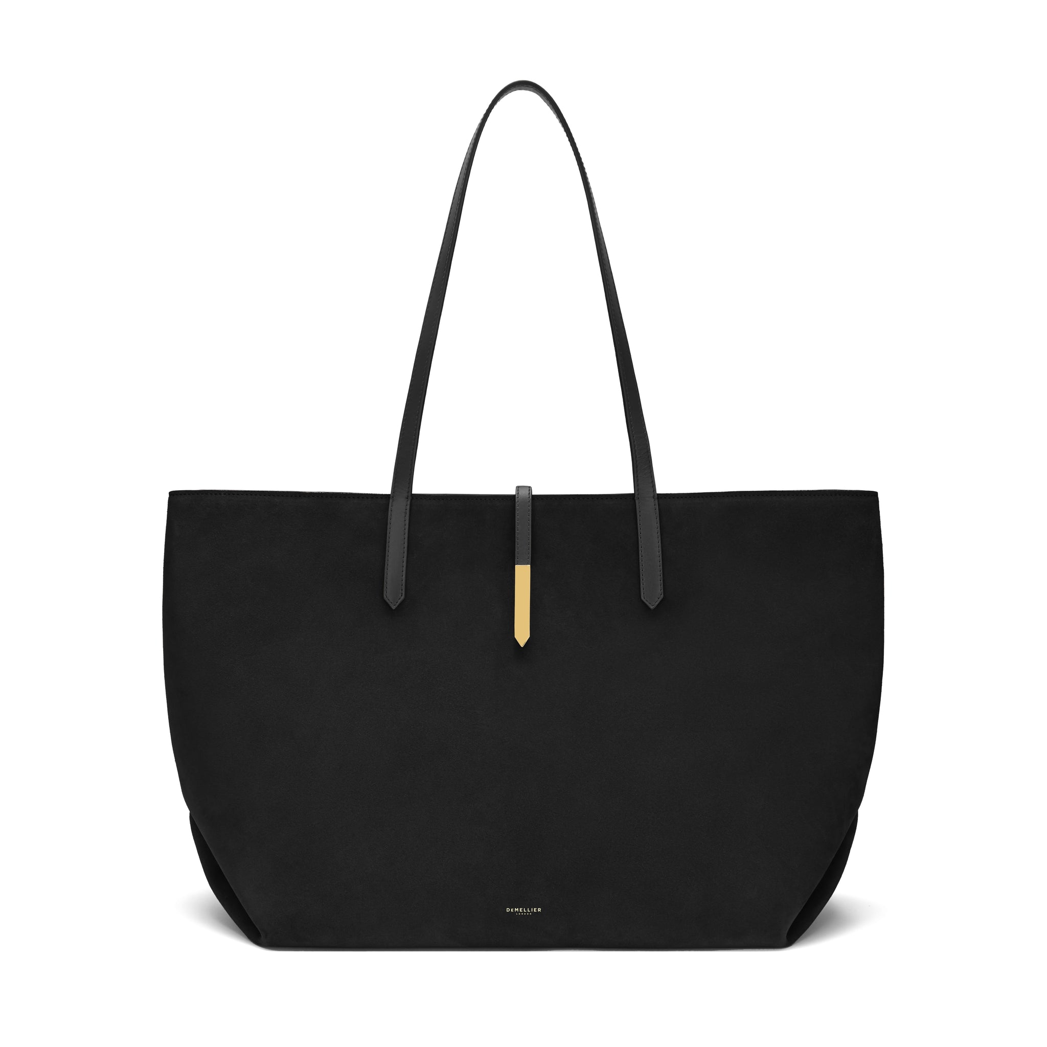 The Large Tokyo Tote. Black Suede & Black Smooth Leather