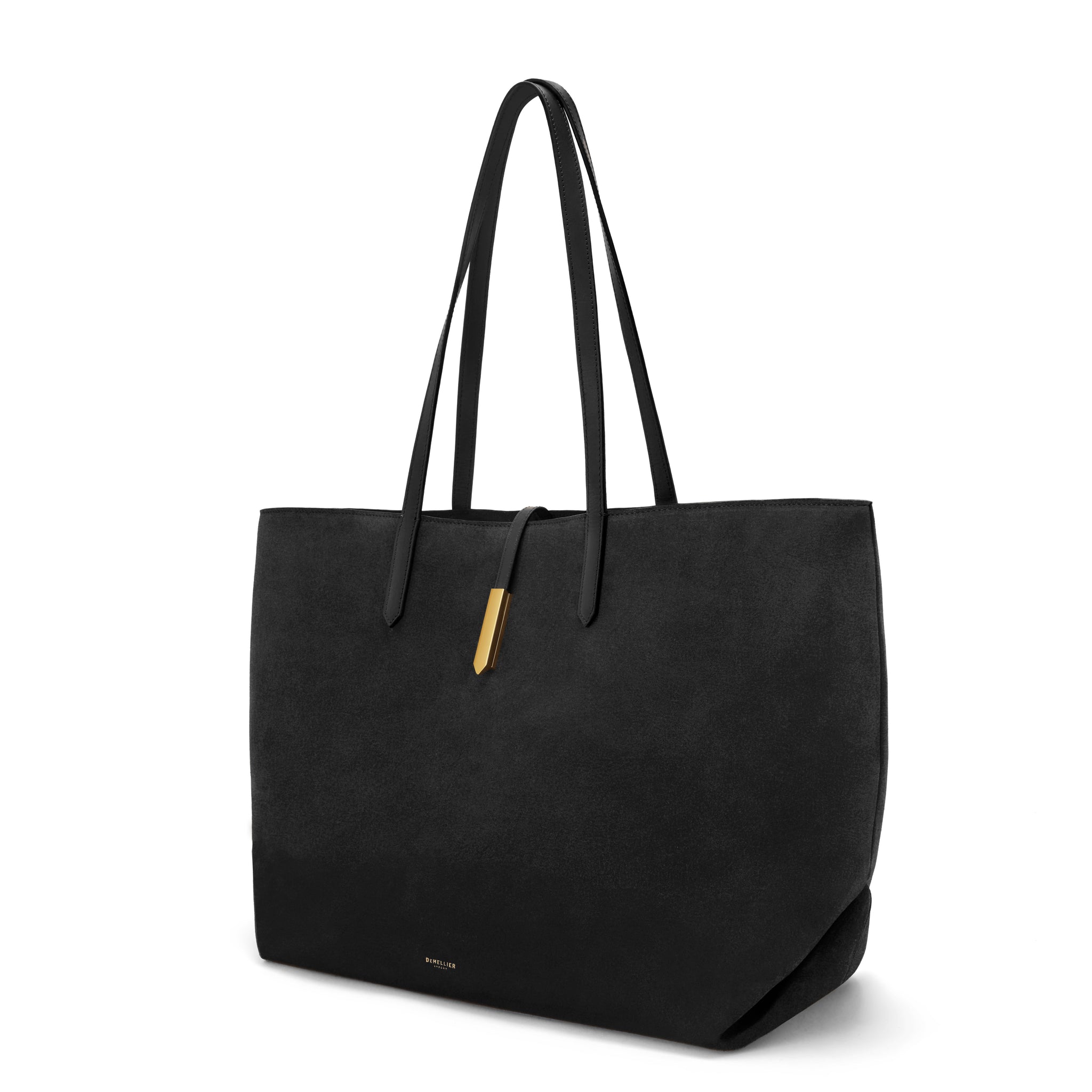 The Large Tokyo Tote. Black Suede & Black Smooth Leather