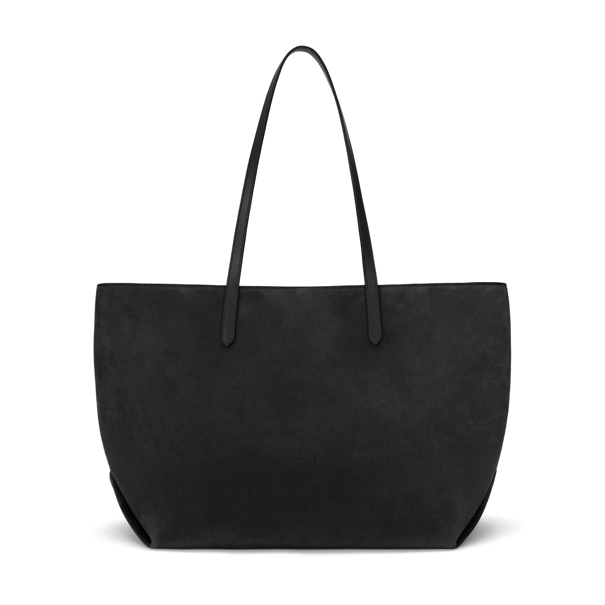 The Large Tokyo Tote. Black Suede & Black Smooth Leather