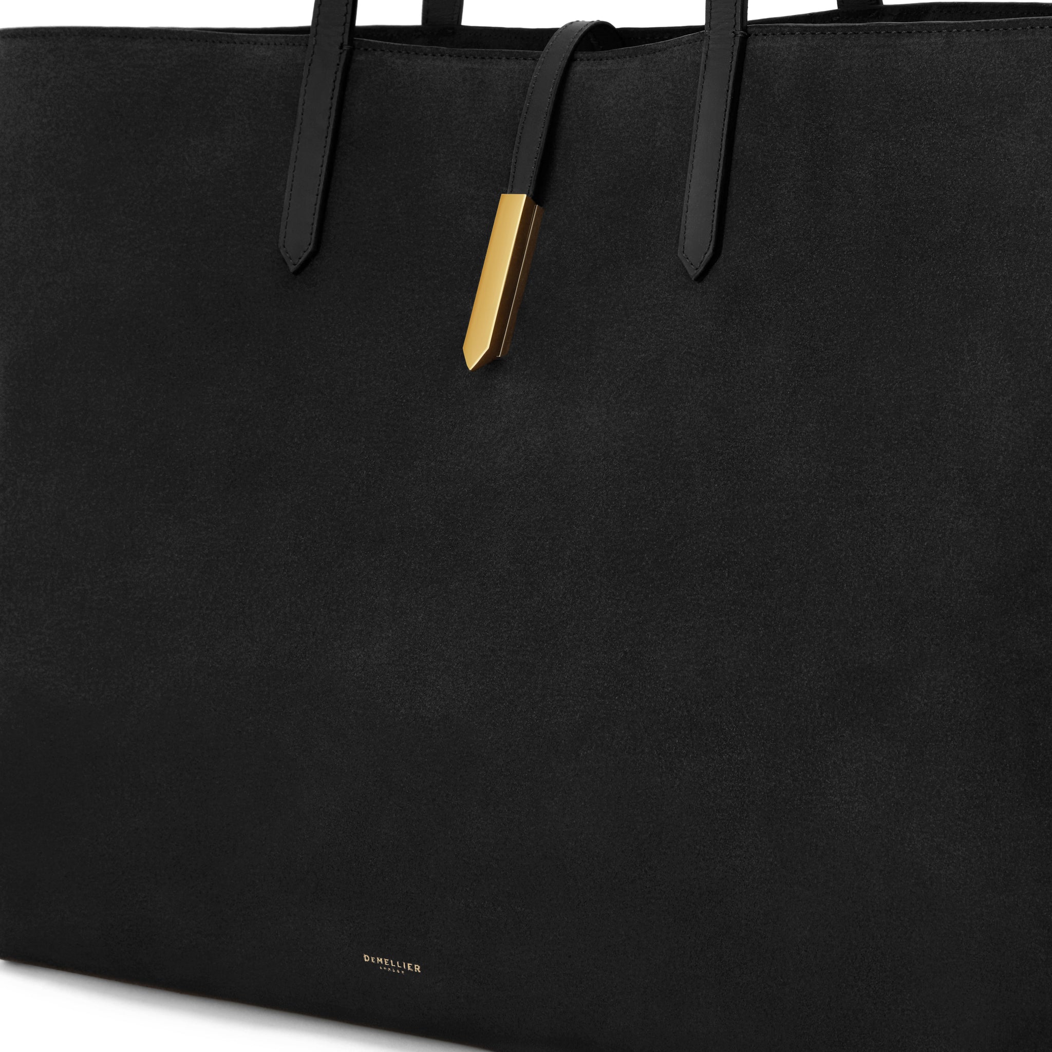 The Large Tokyo Tote. Black Suede & Black Smooth Leather